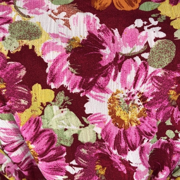 WAYF Square Neck Floral Cropped Top Sheer Sleeves Medium - Picture 7 of 15